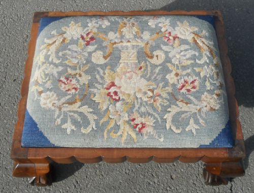 SMALL MAHOGANY FRAMED FOOTSTOOL - ADDITIONAL PHOTO 1