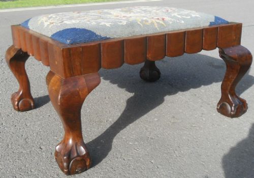 SMALL MAHOGANY FRAMED FOOTSTOOL - ADDITIONAL PHOTO 2