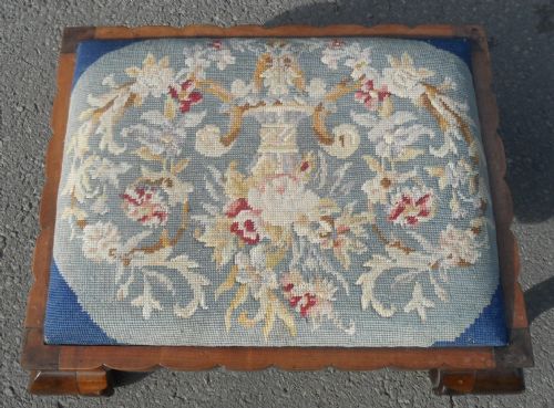 SMALL MAHOGANY FRAMED FOOTSTOOL - ADDITIONAL PHOTO 4