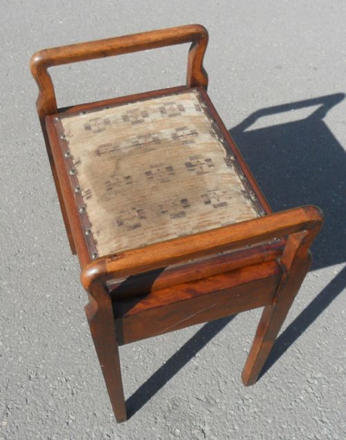 EDWARDIAN INLAID MAHOGANY PIANO STOOL - ADDITIONAL PHOTO 2