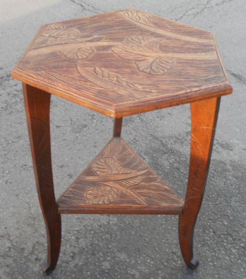 CARVED WALNUT TWO TIER OCCASIONAL TABLE - ADDITIONAL PHOTO 3