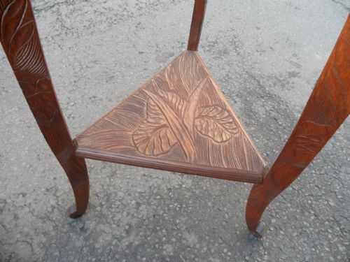 CARVED WALNUT TWO TIER OCCASIONAL TABLE - ADDITIONAL PHOTO 4