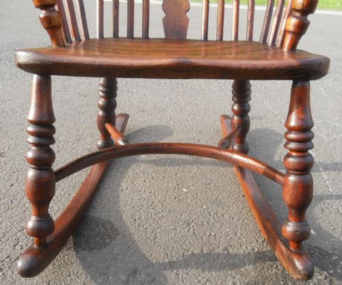 ANTIQUE ELM WINDSOR ROCKING ARMCHAIR - ADDITIONAL PHOTO 1