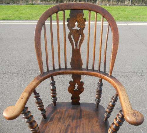 ANTIQUE WINDSOR ELM KITCHEN STICKBACK ARMCHAIR - ADDITIONAL PHOTO 2