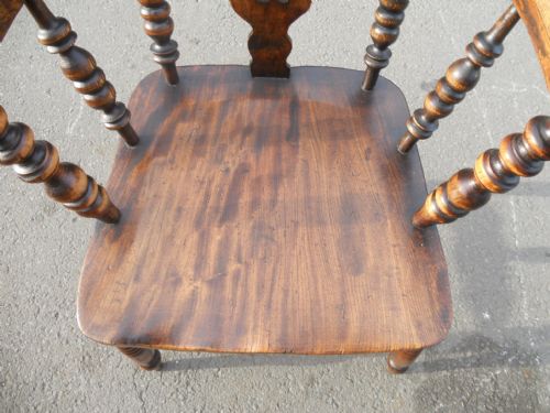 ANTIQUE WINDSOR ELM KITCHEN STICKBACK ARMCHAIR - ADDITIONAL PHOTO 4
