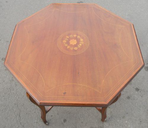 EDWARDIAN INLAID WALNUT OCTAGONAL CENTRE TABLE - ADDITIONAL PHOTO 2
