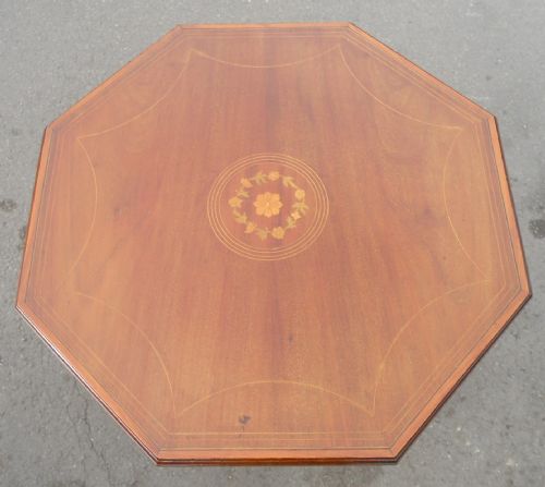 EDWARDIAN INLAID WALNUT OCTAGONAL CENTRE TABLE - ADDITIONAL PHOTO 3