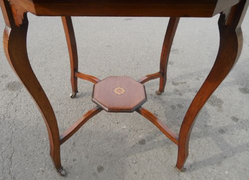 EDWARDIAN INLAID WALNUT OCTAGONAL CENTRE TABLE - ADDITIONAL PHOTO 4