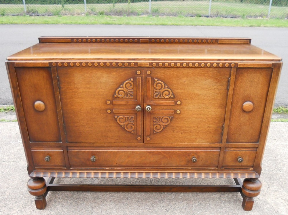 Golden Oak Carved Sideboard Base