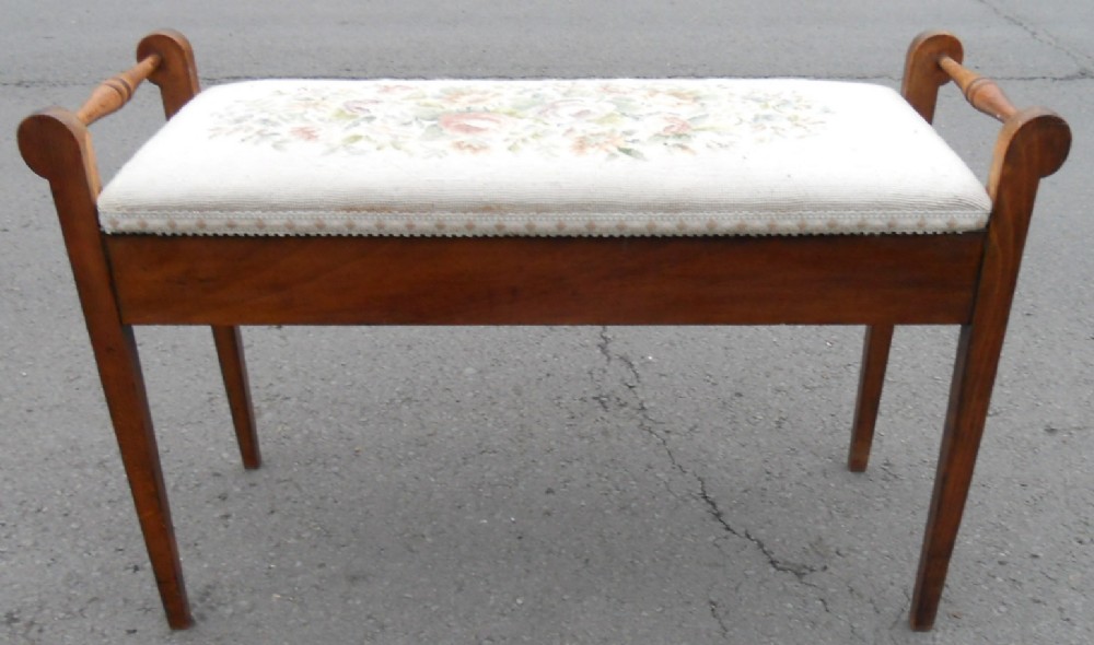 Edwardian Mahogany Duet Piano Stool
