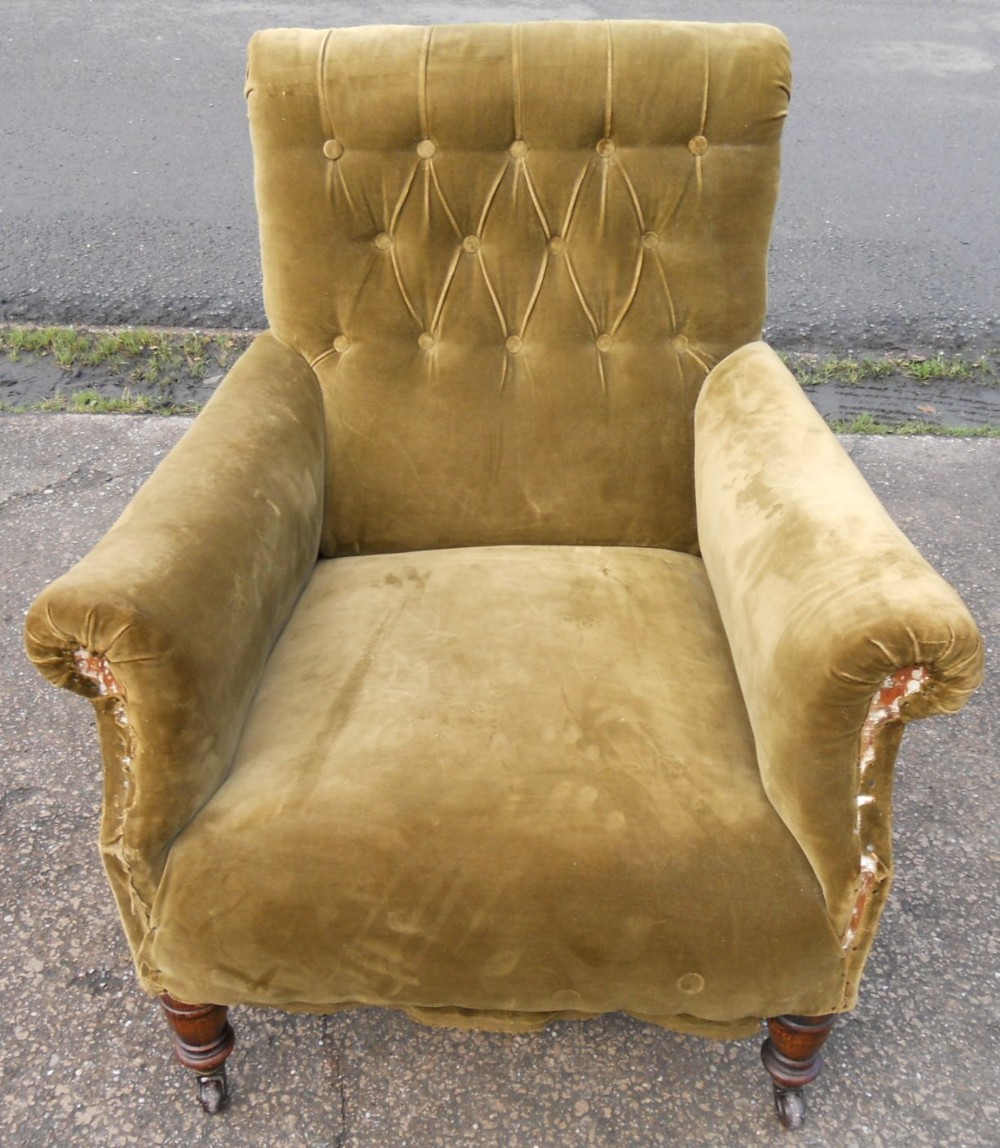 Victorian Fireside Armchair for Re-upholstery