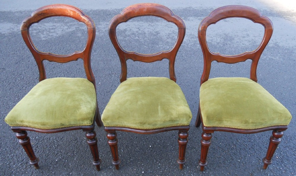 Set of Three Victorian Mahogany Balloon Back Dining Chairs