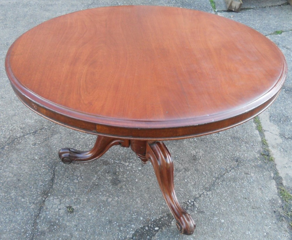 Victorian Round Mahogany Pedestal Dining Table 