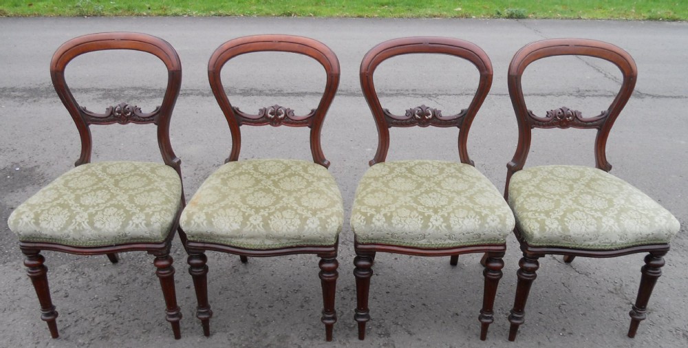 Set of Four Mahogany Balloon Back Dining Chairs