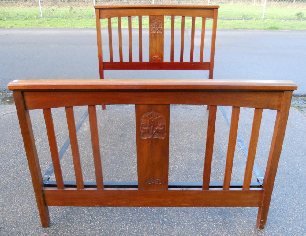 Edwardian Walnut Double Rail Bedstead