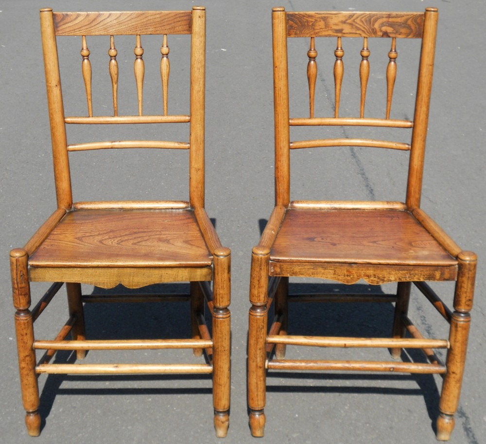 Pair Elm Spindle Back Chairs