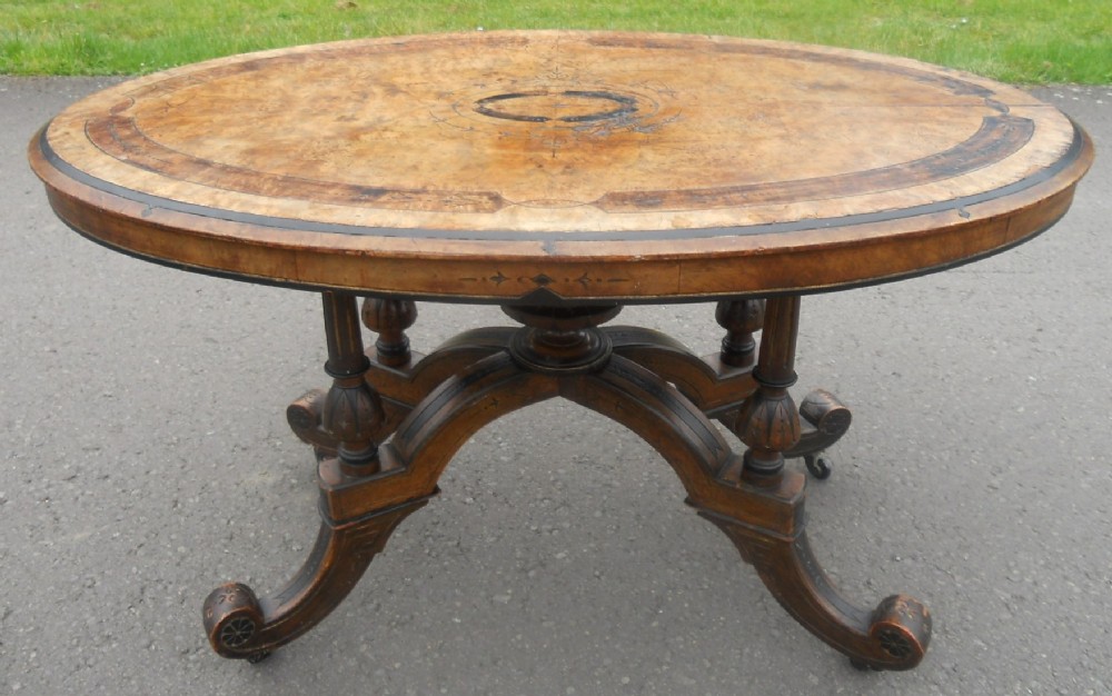 Victorian Oval Walnut Pedestal Coffee Table 