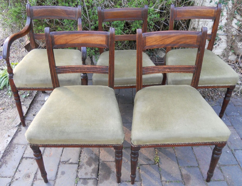 Set of Five Georgian Mahogany Dining Chairs 
