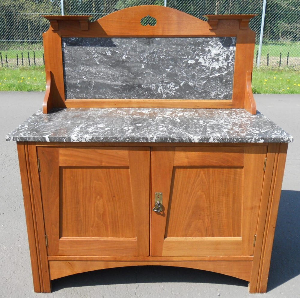 Victorian Oak Marble Top Washstand