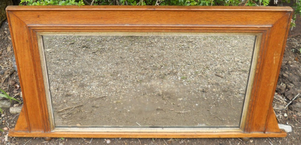 Edwardian Small Oak Overmantel Mirror
