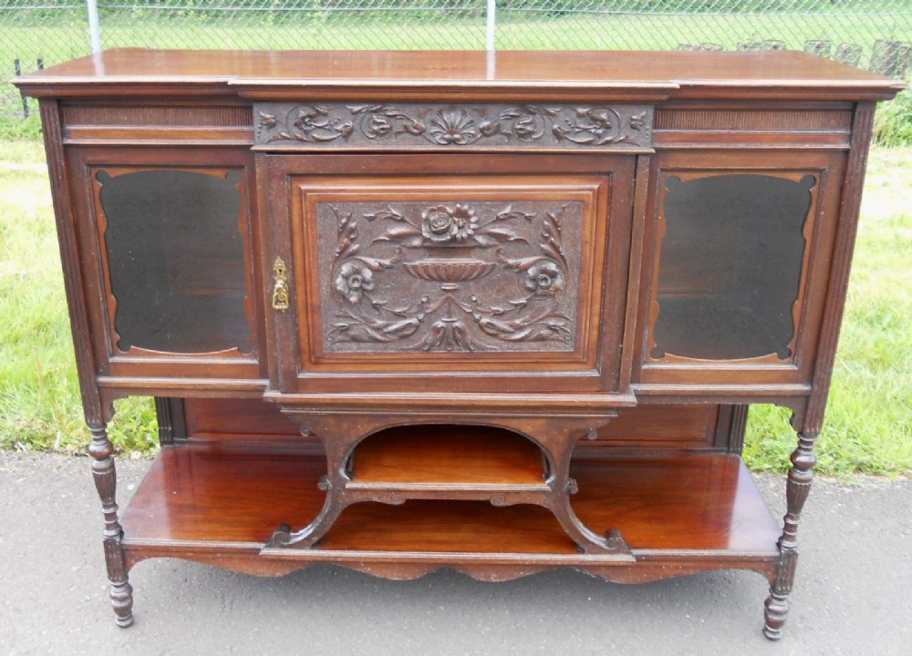 Edwardian Carved Mahogany Chiffonier Sideboard 