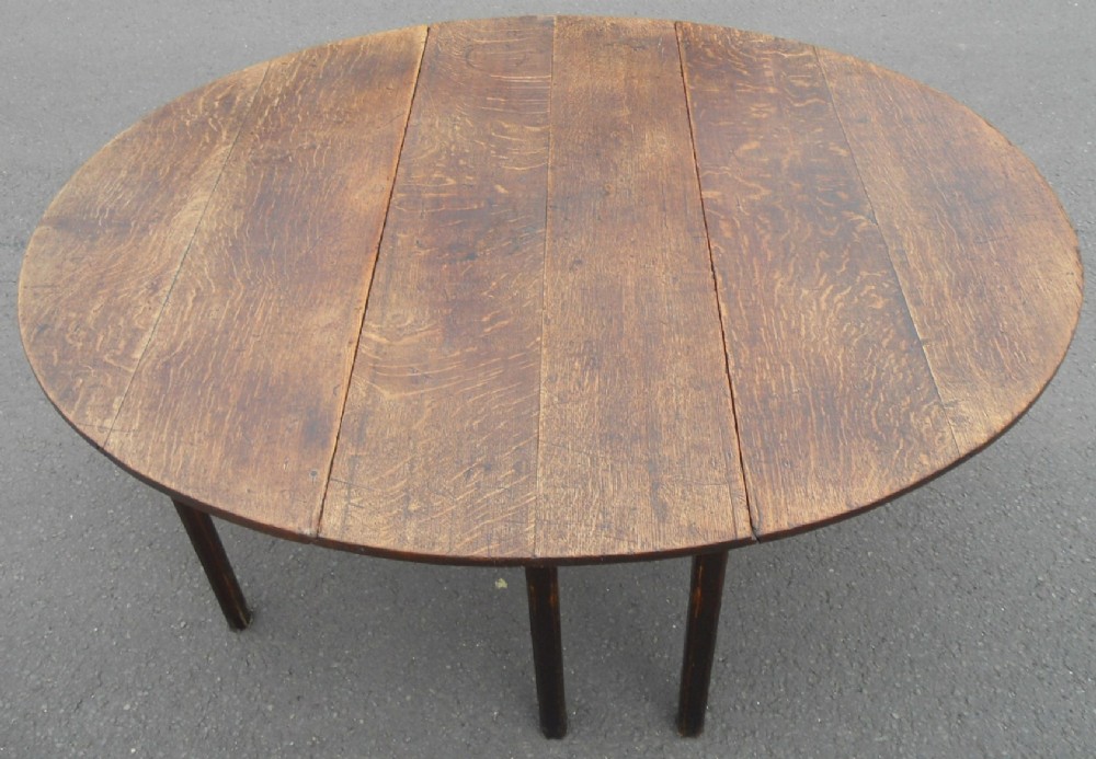 Large Georgian Oak Oval Dropleaf Dining Table 