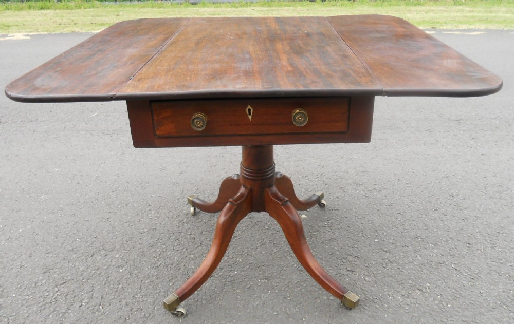 Georgian Mahogany Pedestal Pembroke Table 