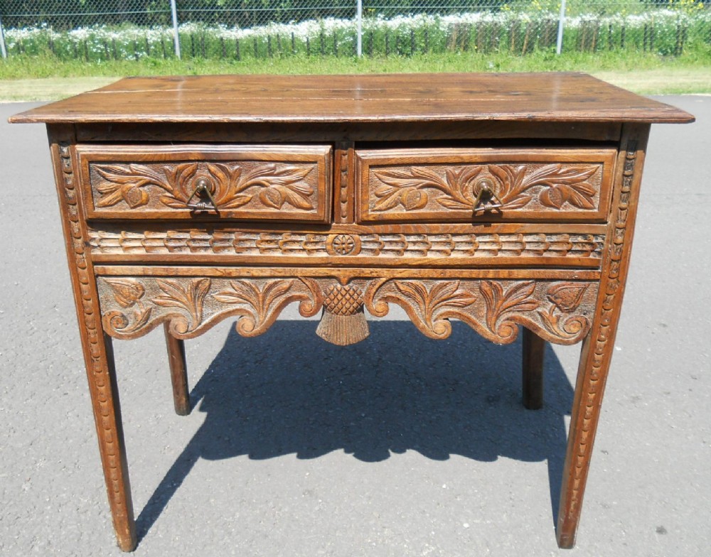 Antique Carved Oak Side Table 