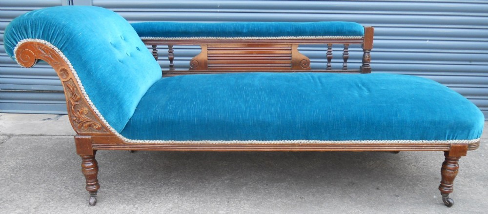 Edwardian Mahogany Upholstered Chaise Longue Settee