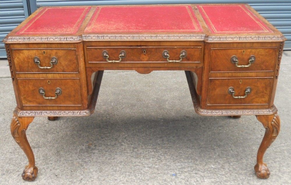 Walnut Kneehole Writing Desk