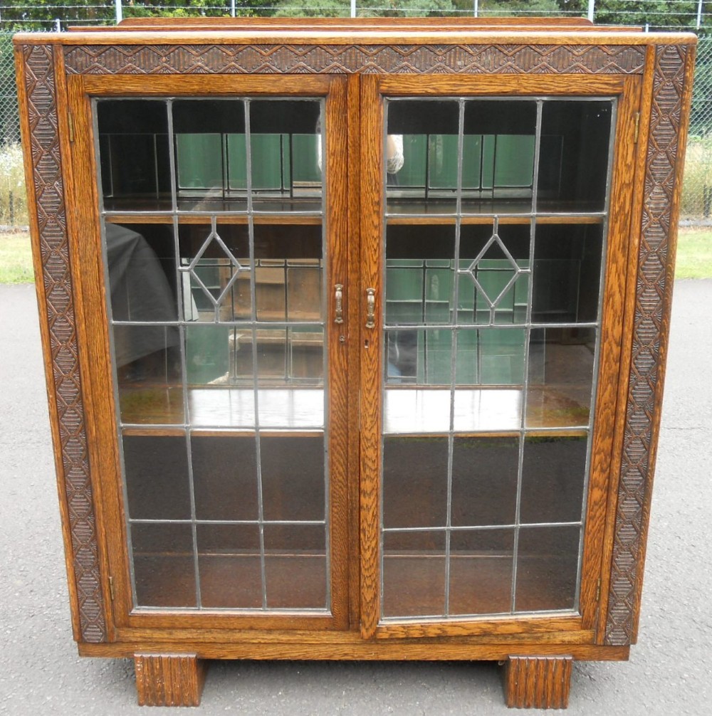 Deco Oak Bookcase Cabinet