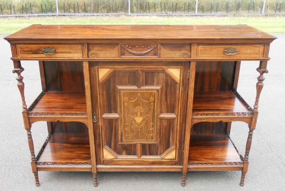 Edwardian Inlaid Rosewood Chiffonier Sideboard 