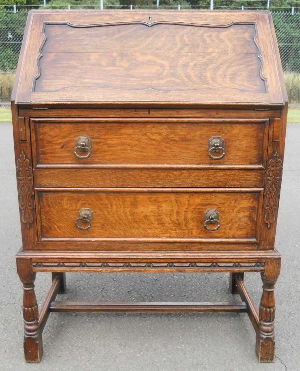 Jacobean Style Oak Writing Bureau 