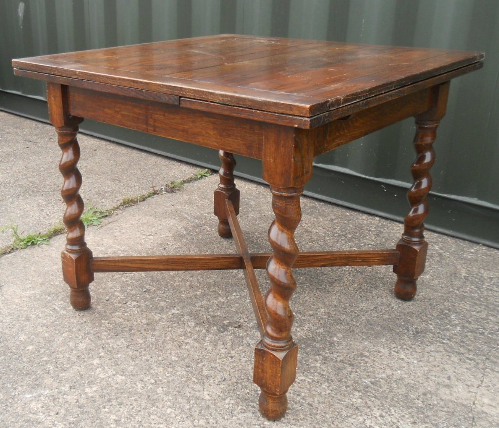 Oak Barley Twist Drawleaf Dining Table 