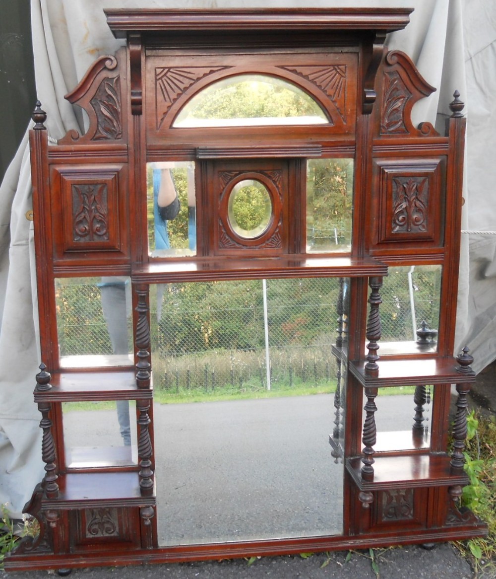 Edwardian Mahogany Overmantel Mirror
