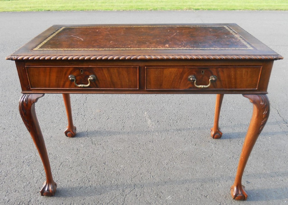 Mahogany Leather Top Writing Table 