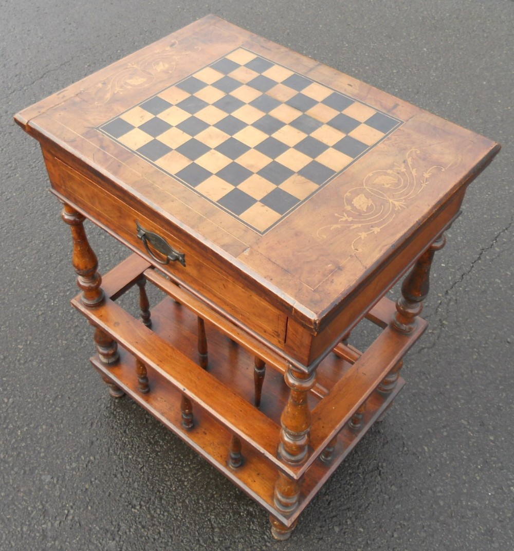 Victorian Walnut Canterbury Card Table 