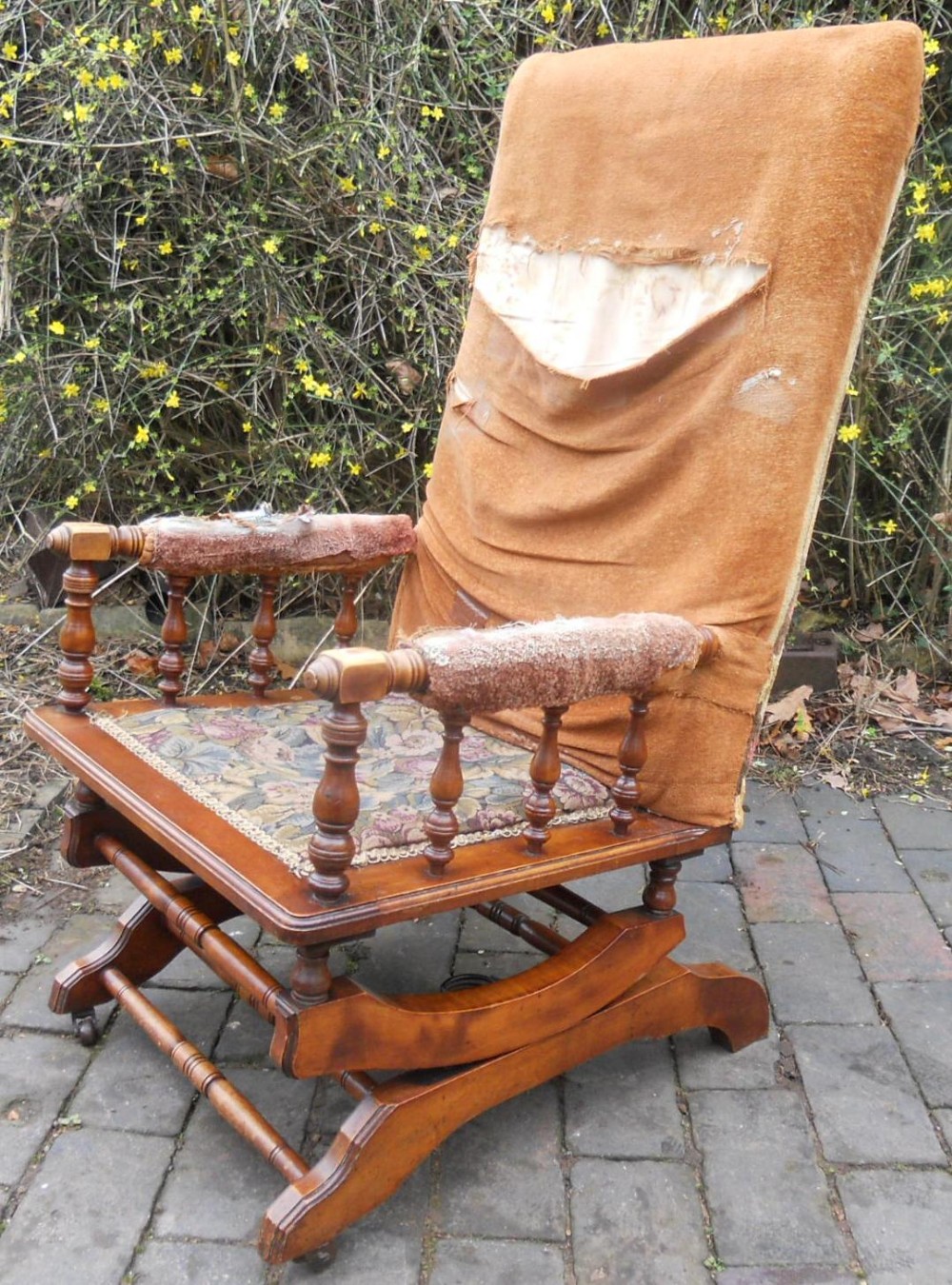 Edwardian Mahogany Rocking Armchair for Re-upholstery