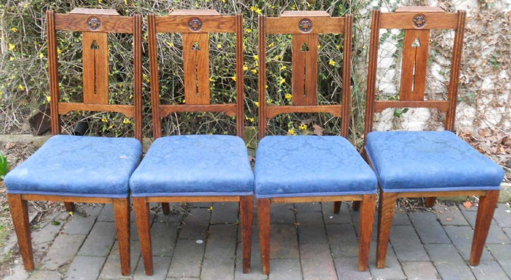 Set of Four Art Nouveau Dining Chairs 