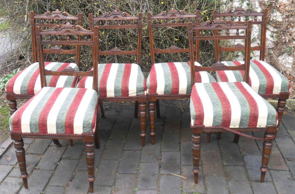 Set of Six Edwardian Mahogany Dining Chairs 