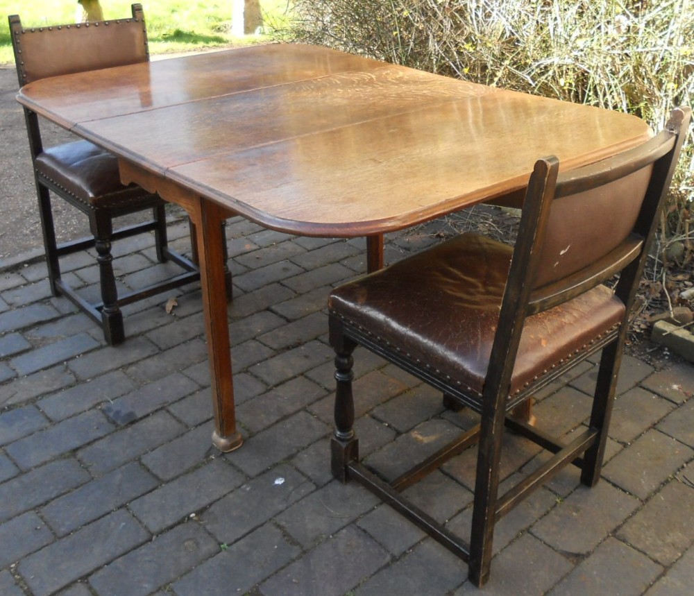 Georgian Oak Large Dropleaf Dining Table 