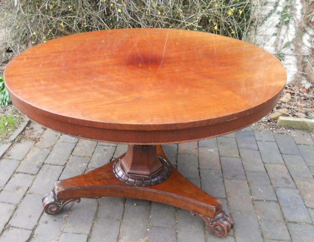 Victorian Round Mahogany Pedestal Dining Table 