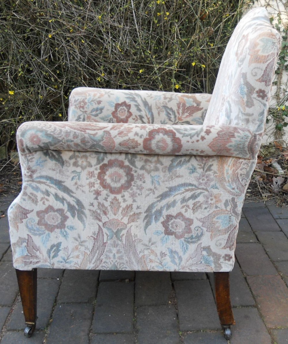 Edwardian Shaped Top Upholstered Fireside Armchair