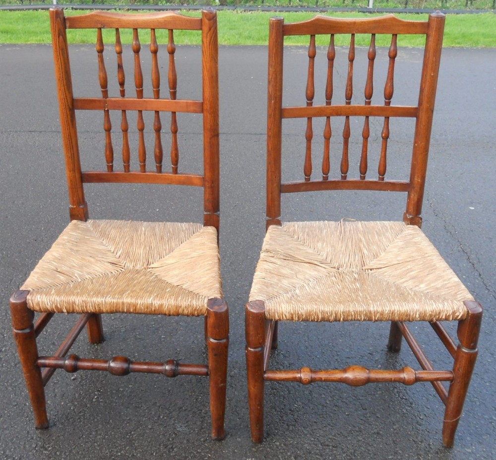 Pair Elm Spindleback Dining Chairs 