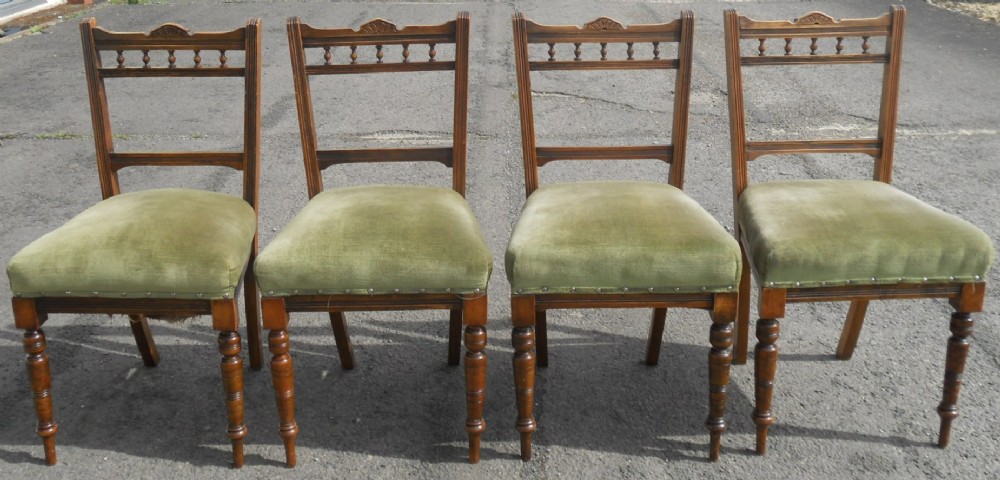 Set of Four Edwardian Walnut Dining Chairs 