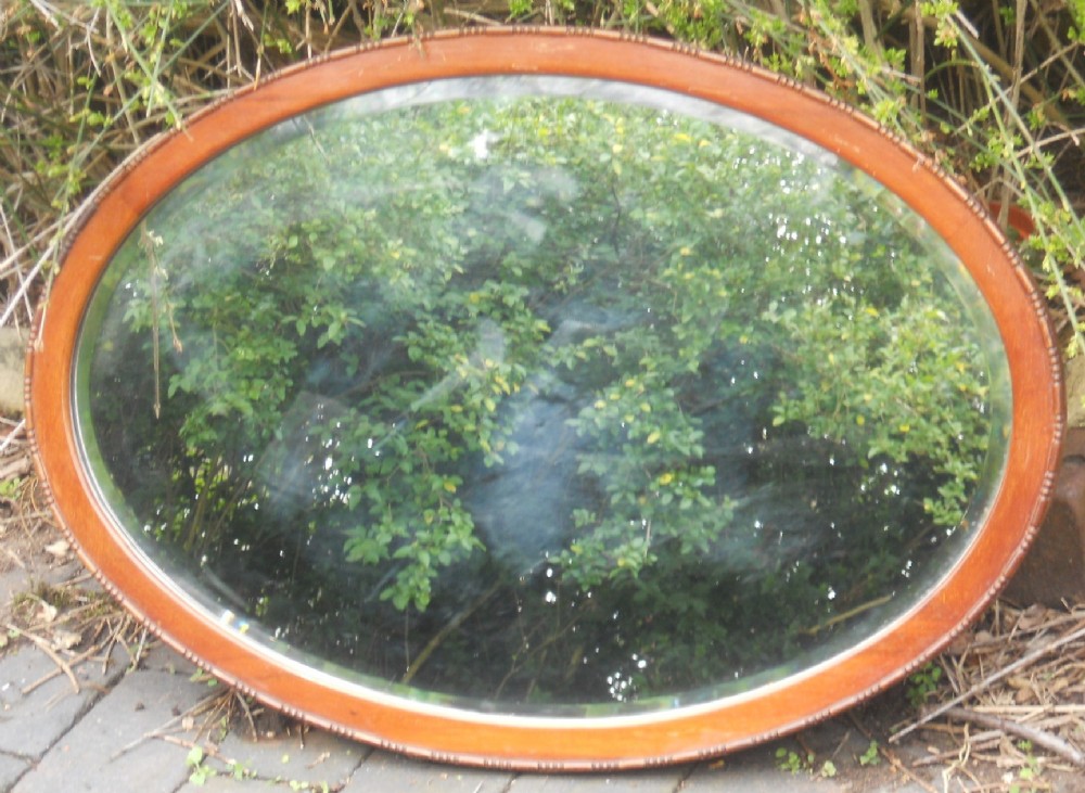 Oval Mahogany Framed Hanging Wall Mirror