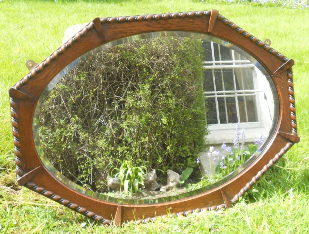 Large Oval Oak Hanging Wall Mirror 
