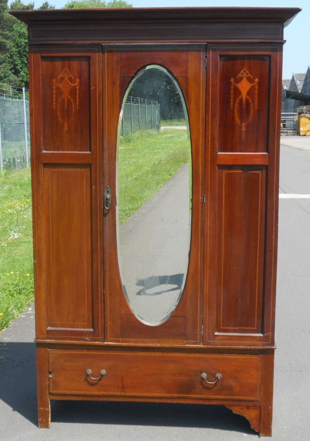 Edwardian Inlaid Mahogany Single Wardrobe