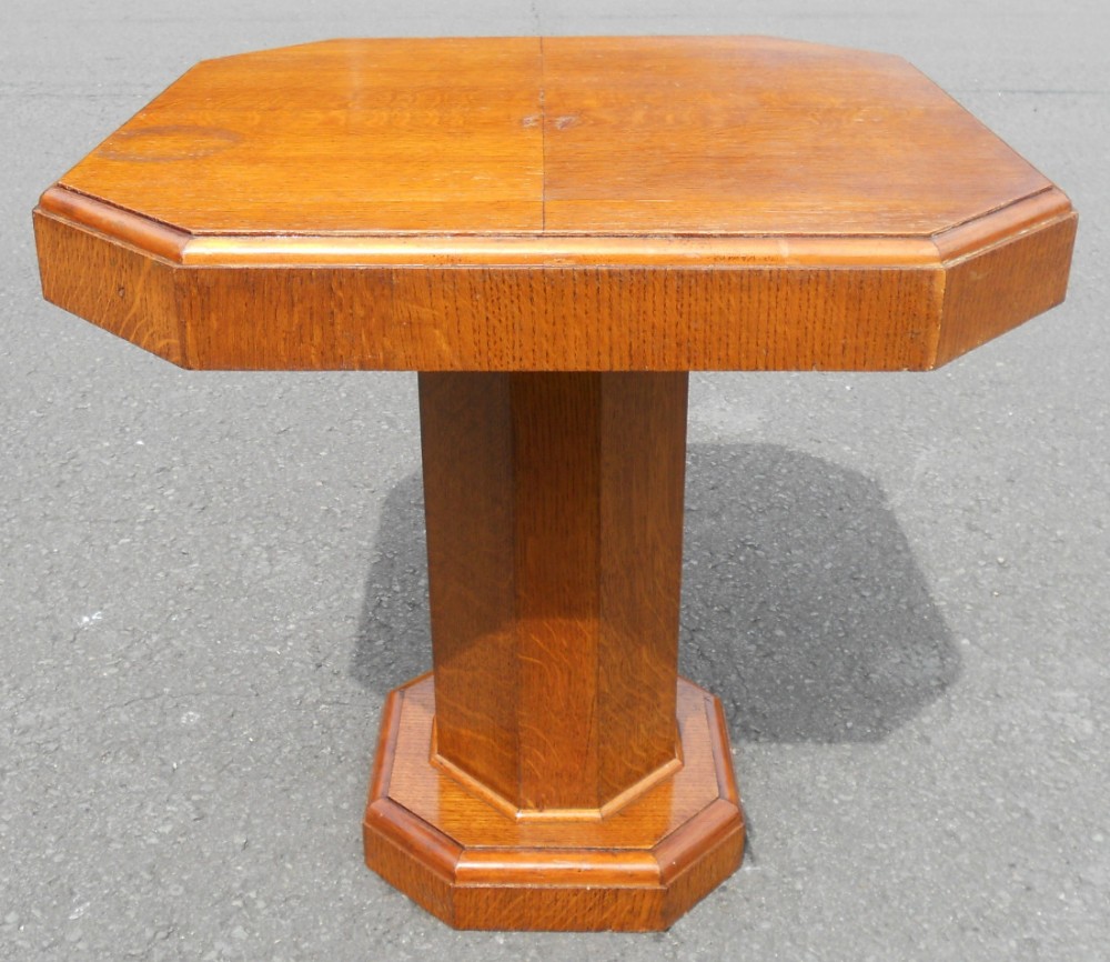 Deco Oak & Walnut Pedestal Coffee Table 