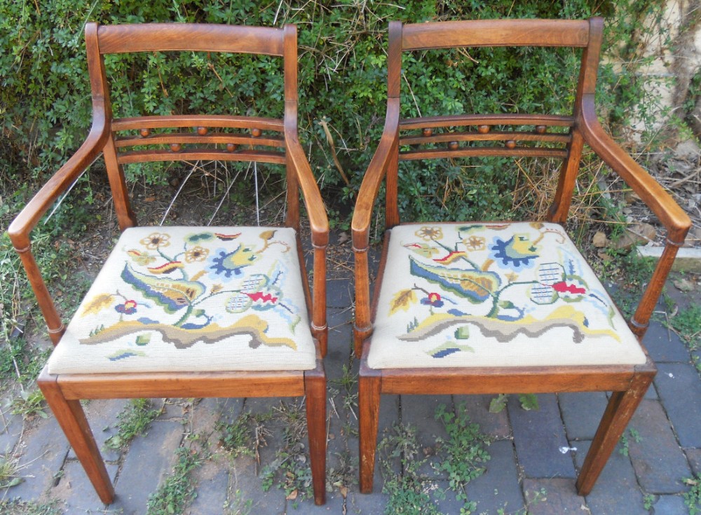 Pair Georgian Mahogany Carver Armchairs 